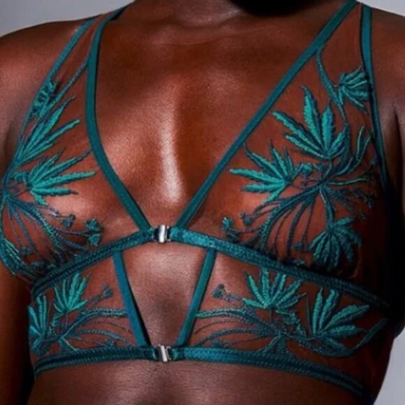 Thistle and Spire Brooklyn Haze bralette Espresso sheer embroidery Multi sz aval - Picture 1 of 5